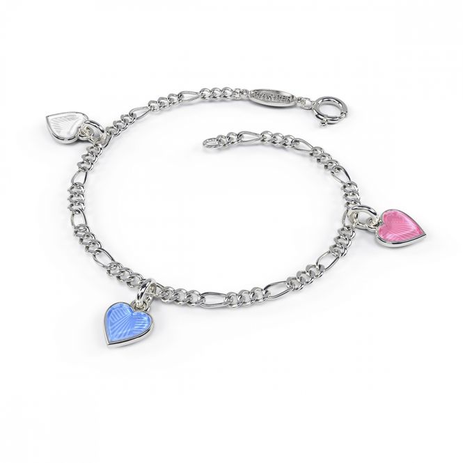 Hovedbilde Charms-armbånd i sølv - Rosa, hvitt, lyseblått hjerte 22504