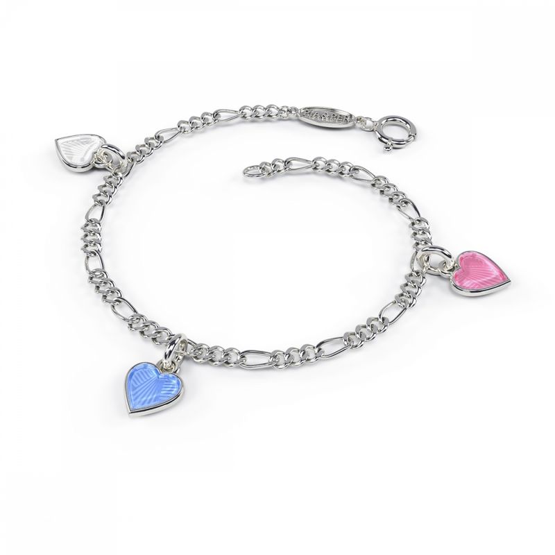 Charms-armbånd i sølv - Rosa, hvitt, lyseblått hjerte 22504