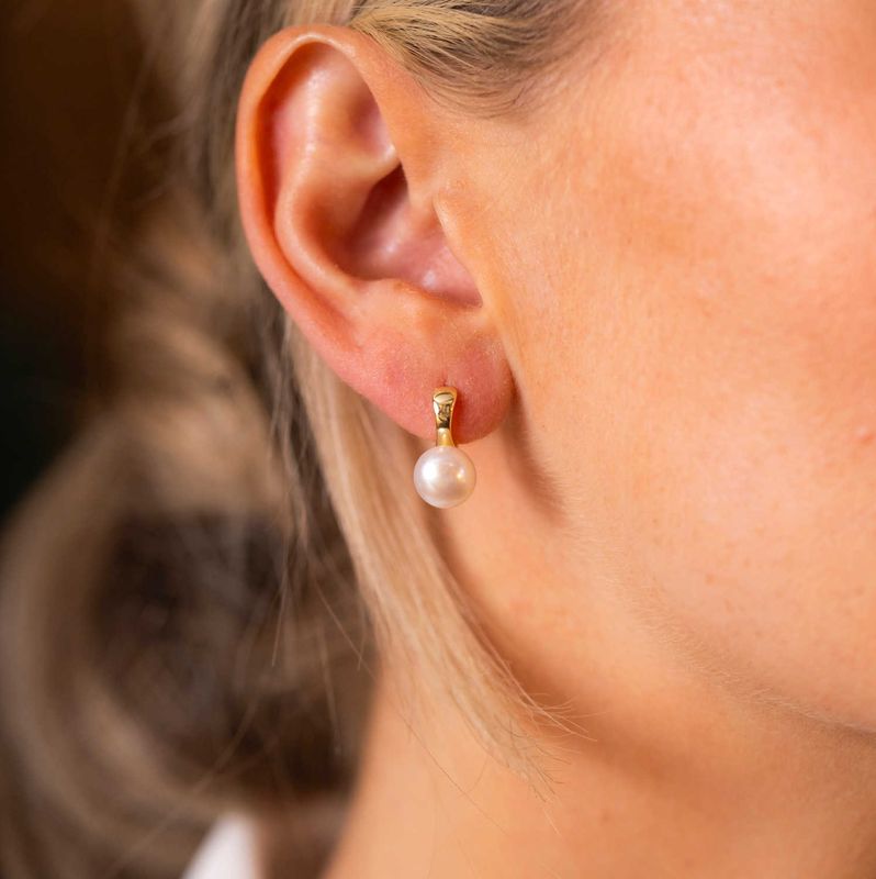 Øredobber i forgylt sølv med perle 991920