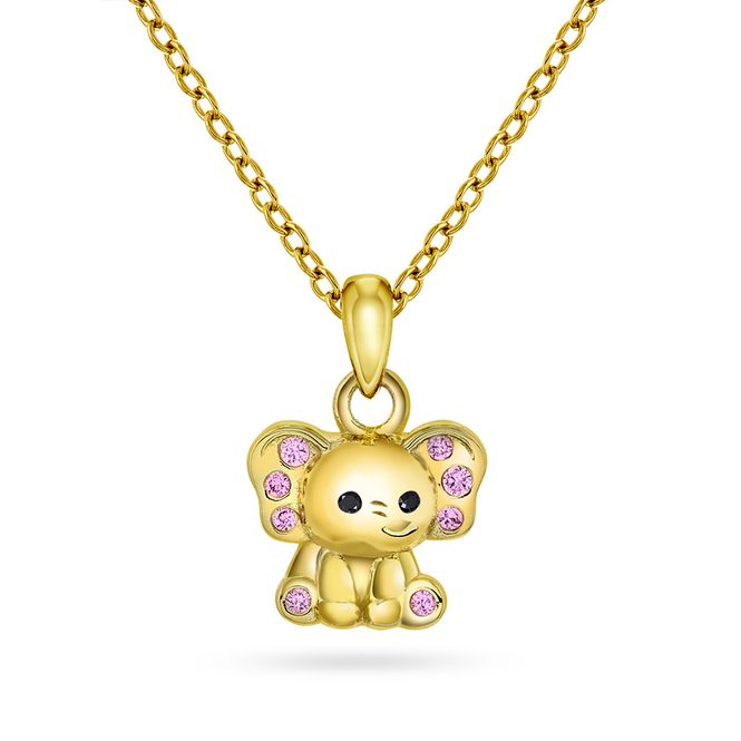 Hovedbilde Smykke forgylt sølv zirkonia elefant 25465