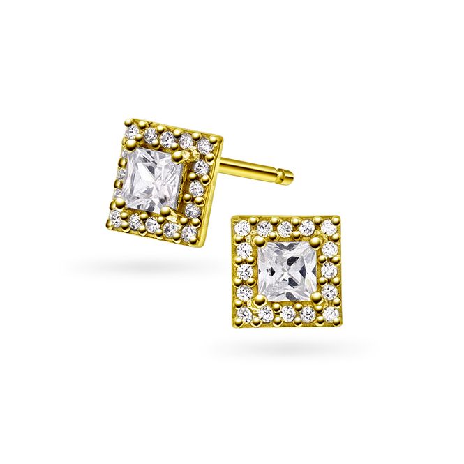 Hovedbilde Øredobber med zirkonia forgylt sølv luxe 992352