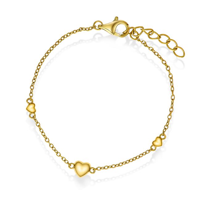 Hovedbilde Armbånd forgylt sølv hjerter 25498