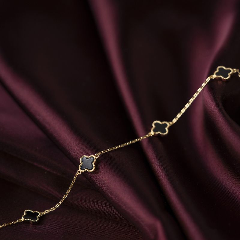 Kløver armbånd sølv sort 992035