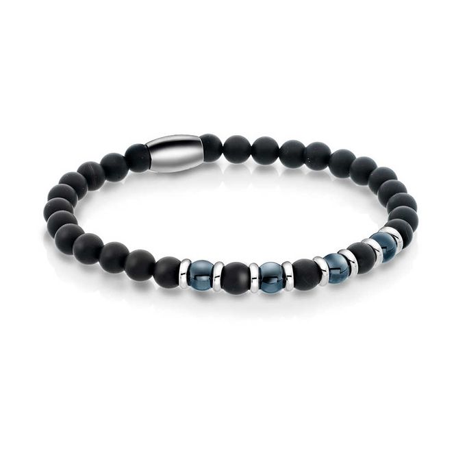 Hovedbilde Armbånd i stål sort agat sten 972385
