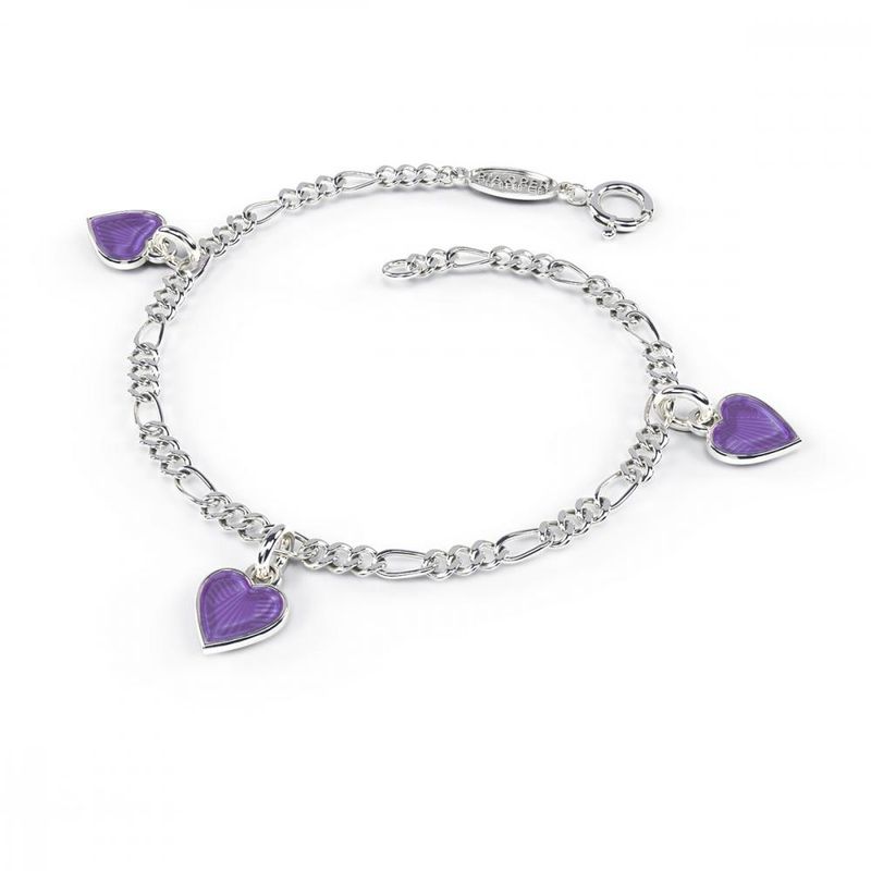Charms-armbånd i sølv - Lilla hjerter 22518