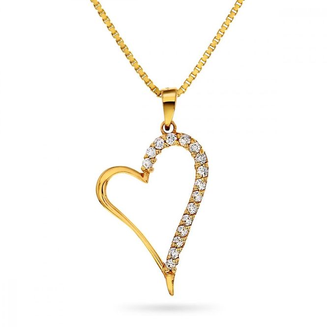 Hovedbilde Anheng gull hjerte zirkonia 52721