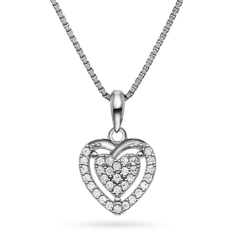 Smykke i sølv med zirkonia hjerte 991990