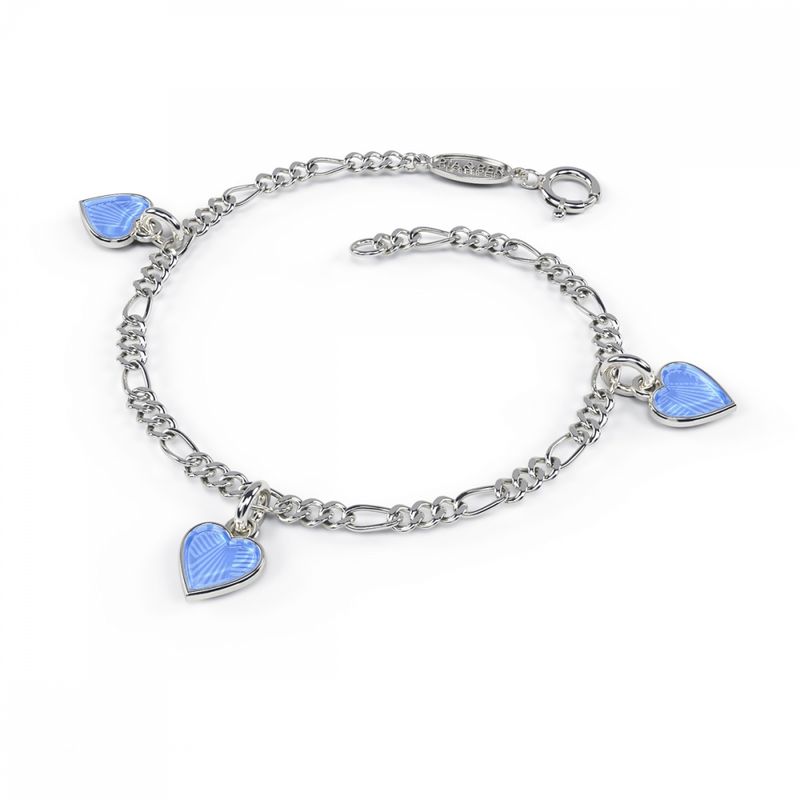 Charms-armbånd i sølv - Lyseblå hjerter 22502