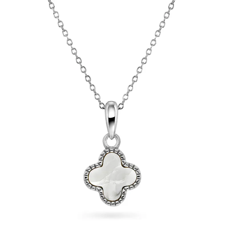 Kløver smykke sølv perlemor 992640