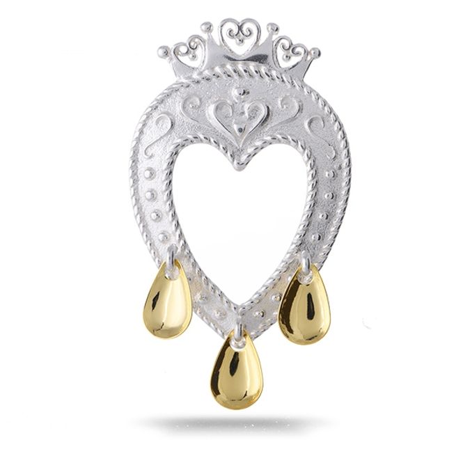 Hovedbilde Prinsessesølje hvit sølv med forgylte dråpeløv 61072