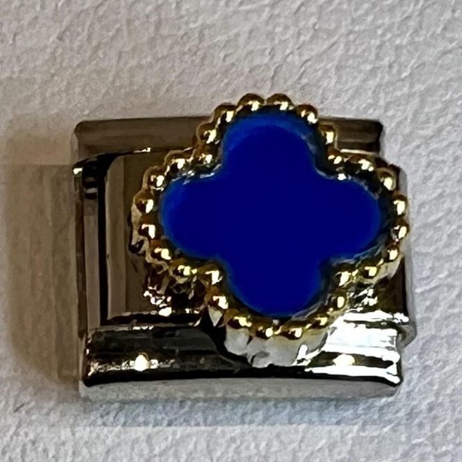 Hovedbilde Ledd til Leddarmbånd - Sølvfarget med blå kløver