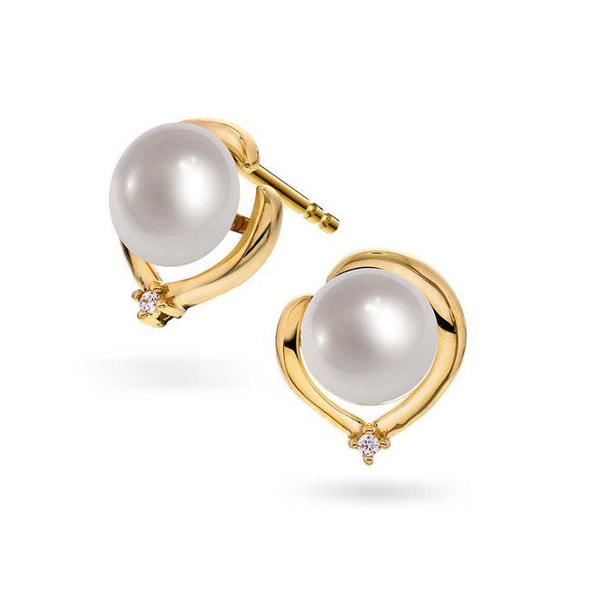 Hovedbilde Øredobber i gull med ferskvannsperler 59595