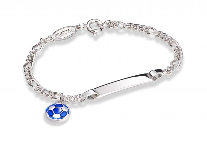 Hovedbilde ID-armbånd i sølv - Blå fotball 24902