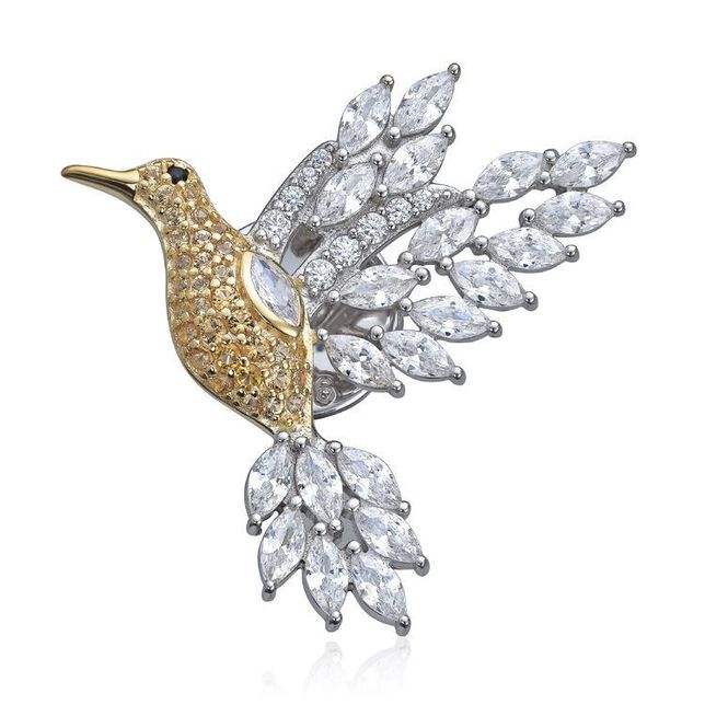 Hovedbilde Nål fugl i sølv forgylt 3025702