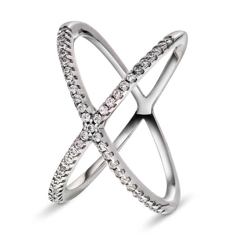X-ring rhodinert sølv med zirkonia 991874