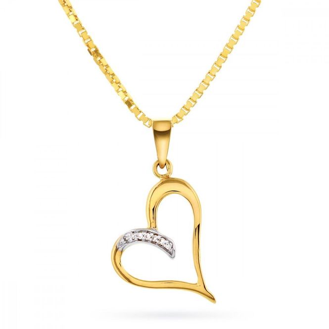 Hovedbilde Anheng gultgull hjerte diamanter 52571