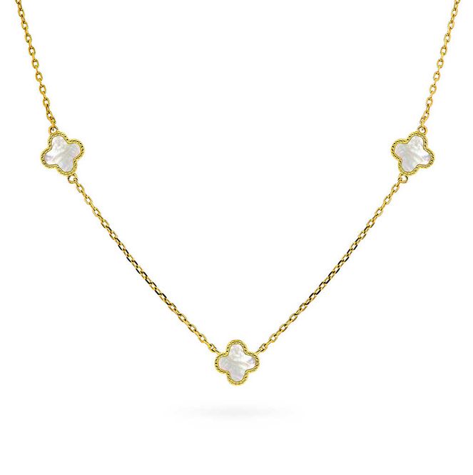 Hovedbilde Kløver smykke i sølv perlemor hvit 992031