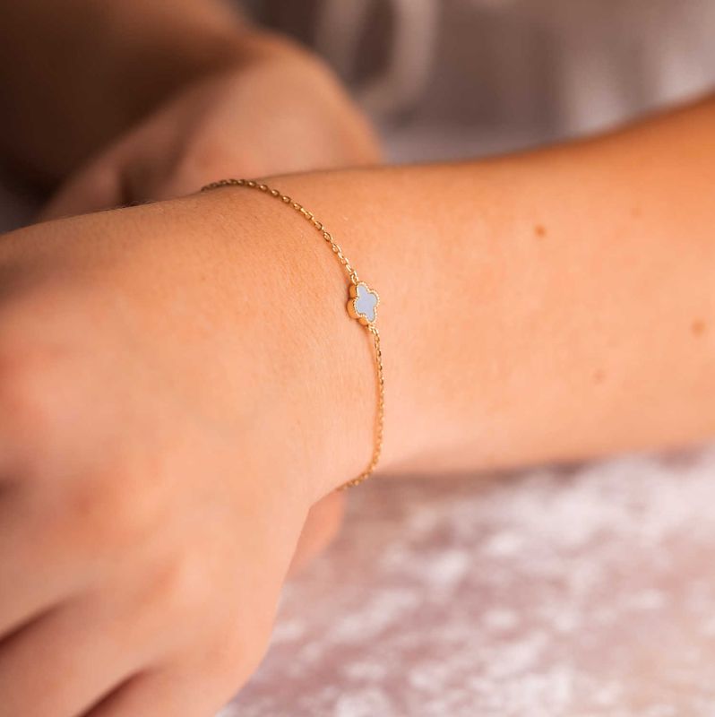 Kløver armbånd i sølv lyseblå 992248