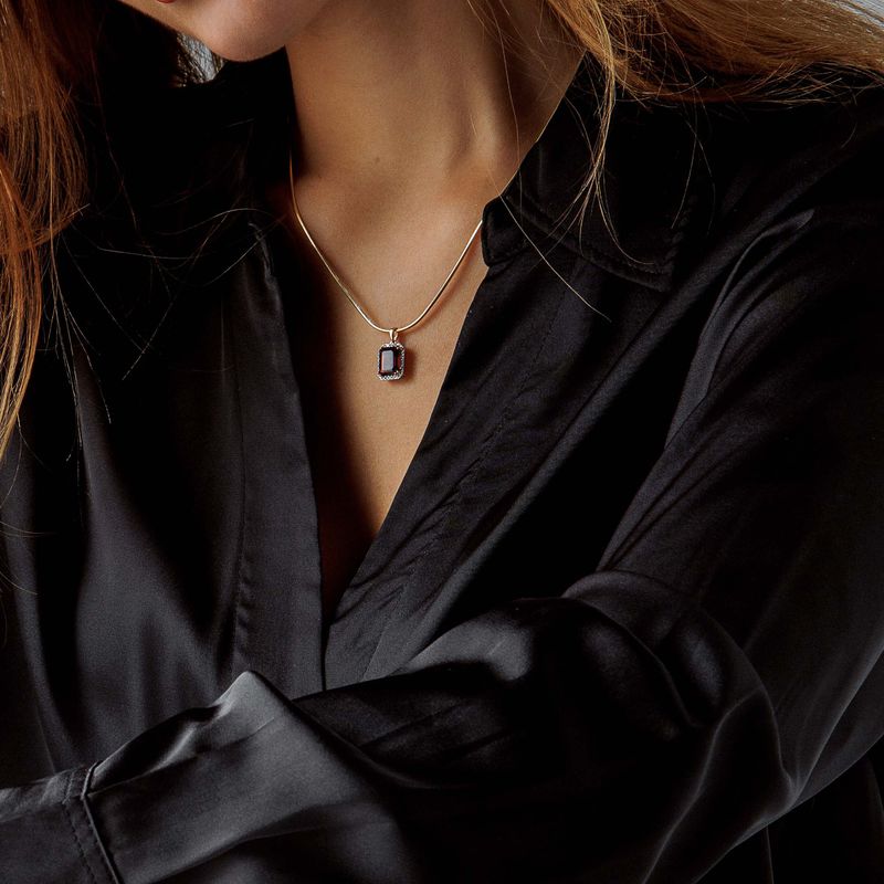 EC Anheng gult gull med diamant 0,14 ct WSI og Rhodolitt 26150043